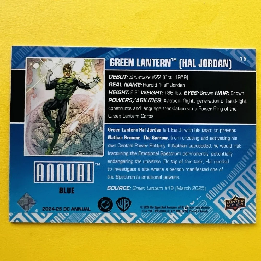 2024-25 Upper‎ Deck DC Annual #15 Green Lantern Hal Jordan Blue Parallel SP